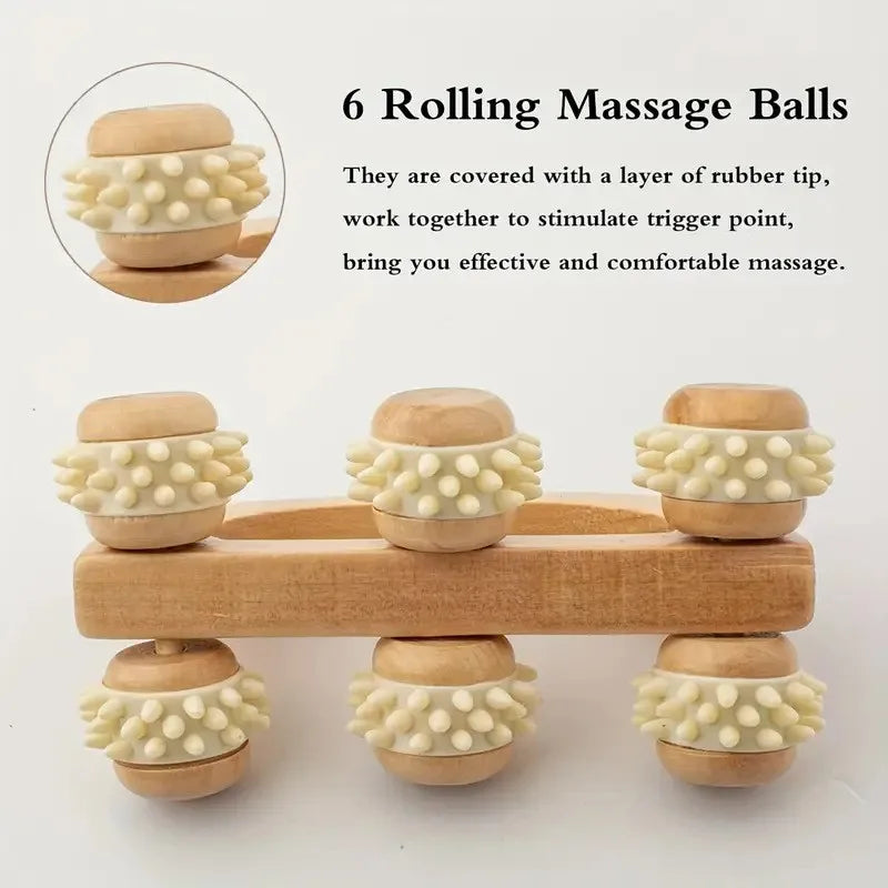 Houten Massageroller – Nek, Rug & Benen