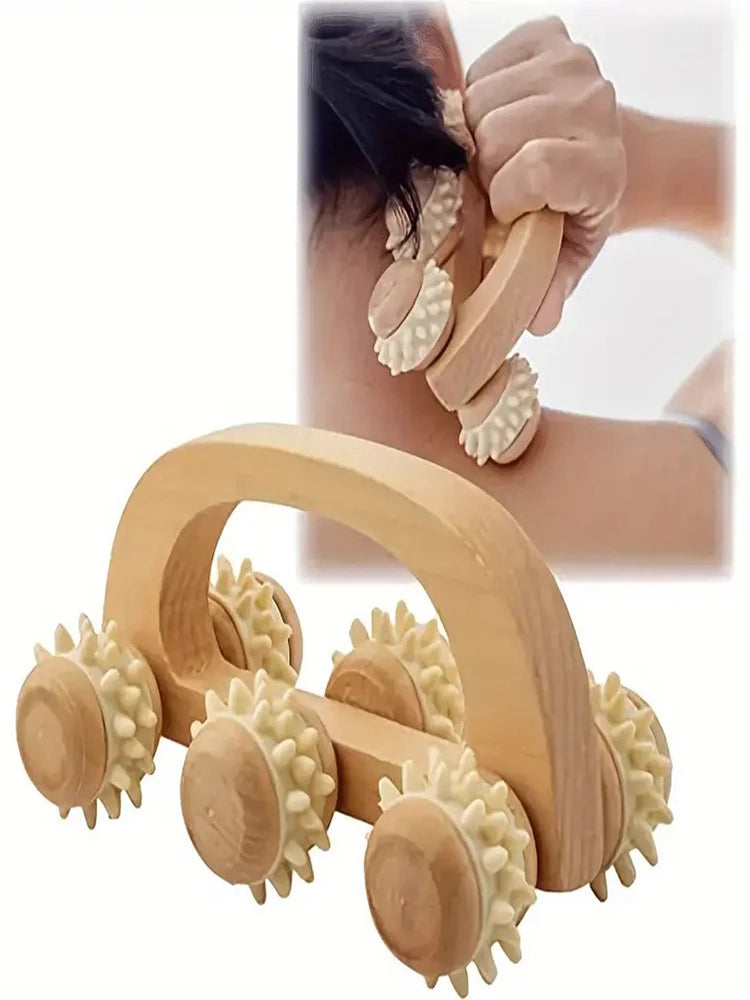 Houten Massageroller – Nek, Rug & Benen
